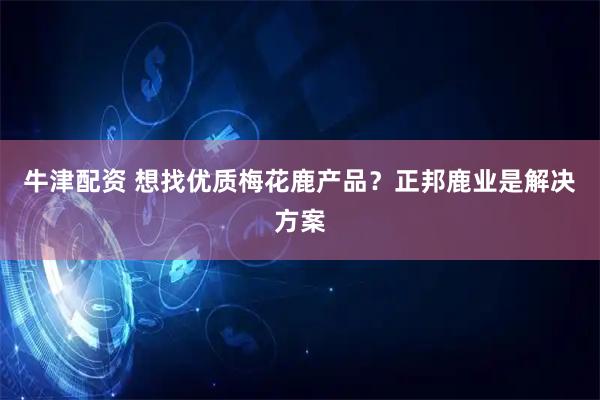 牛津配资 想找优质梅花鹿产品？正邦鹿业是解决方案